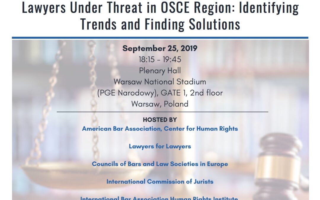 HDIM 2019: ICJ and others hold a side event on attack on lawyers in the OSCE region