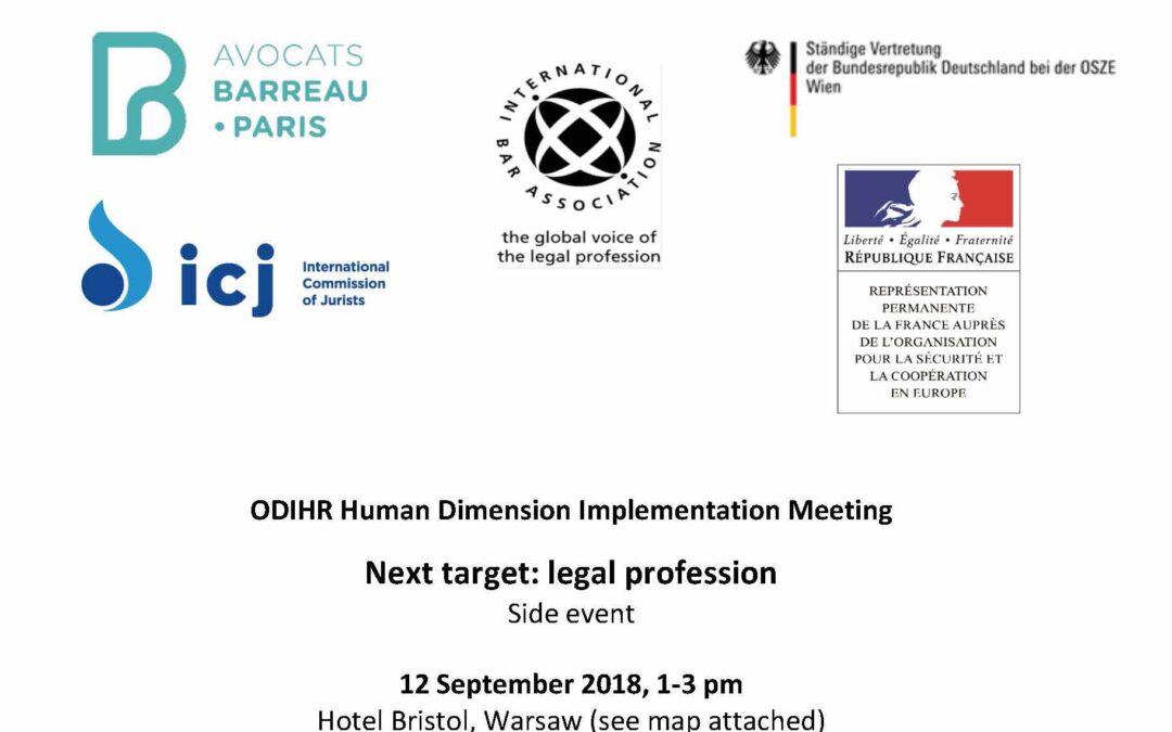 Next target: legal profession, HDIM side event, Warsaw