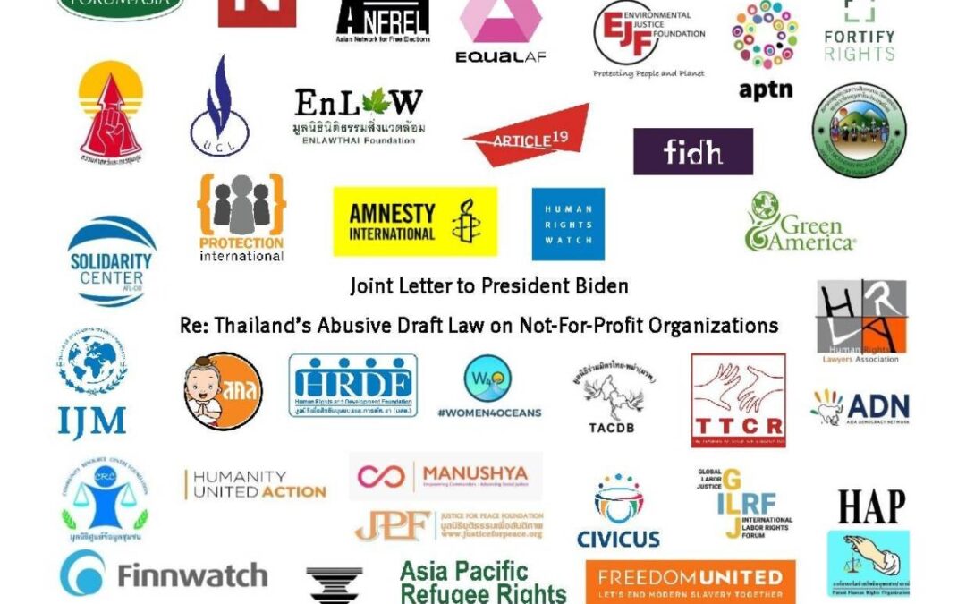 Letter to President Biden on Thailand’s abusive draft law on not-for-profit organizations