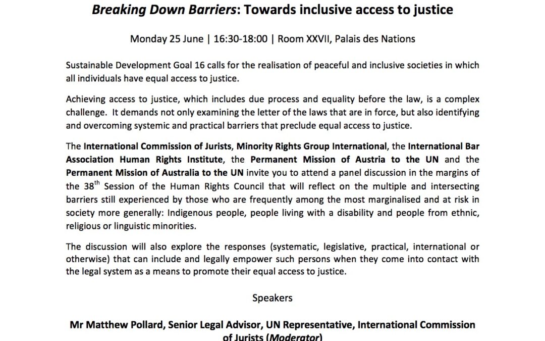 Breaking Down Barriers: Towards inclusive access to justice (UN event)