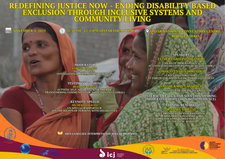 Redefining Justice Now - Ending Disability based Exclusion Through Inclusive Systems and Community Living