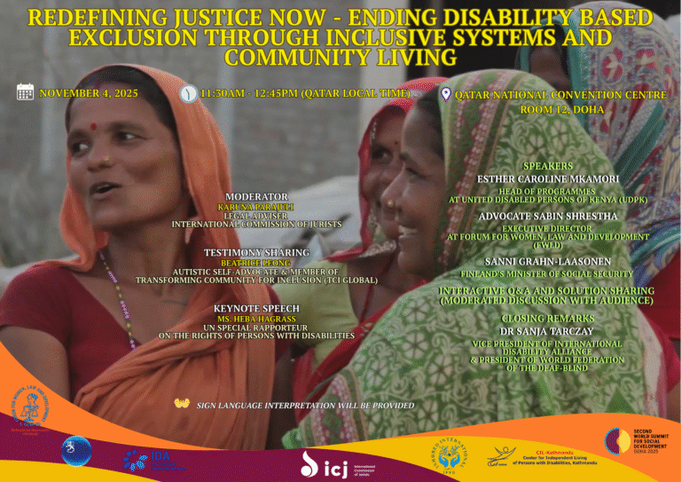 Redefining Justice Now - Ending Disability based Exclusion Through Inclusive Systems and Community Living